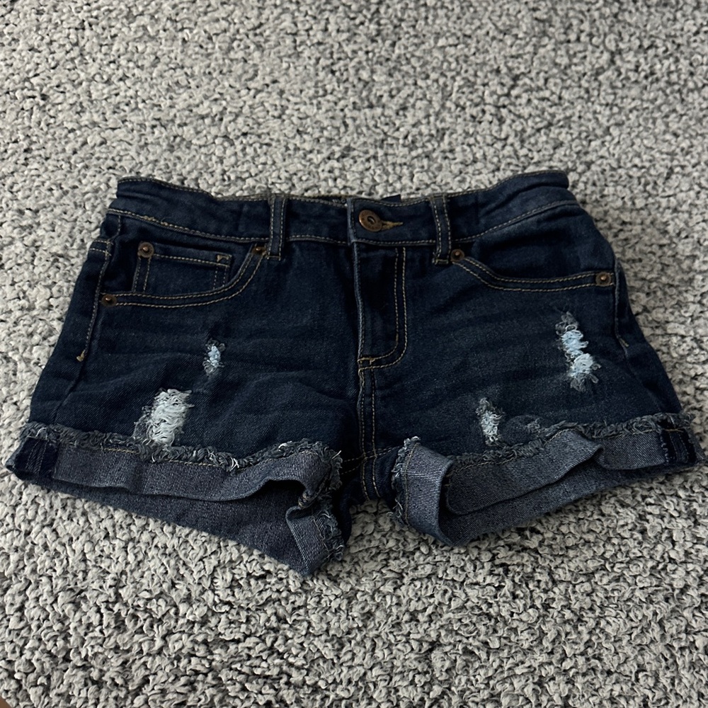 Lucky Brand Dark Blue Distressed Jean Shorts